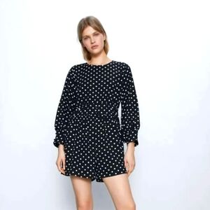 New Zara Black/White Dotted Romper